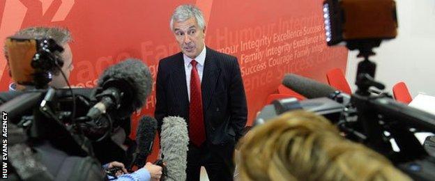 Gareth Davies faces the Welsh media after being appointed chairman of the WRU