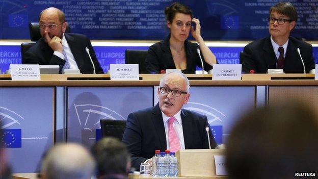 European Parliament committee grilling a commissioner - file pic