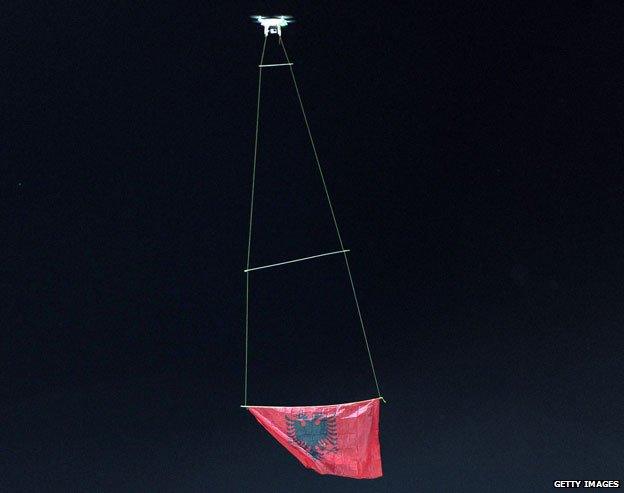 Drone with Albanian flag