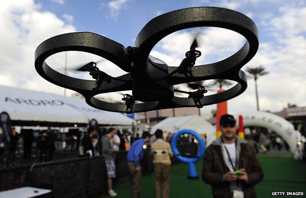 An iPhone is used to control a Parrot AR.Drone at the 2011 International Consumer Electronics Show in Las Vegas