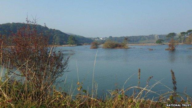 Water inundating the land at Cwm Ivy