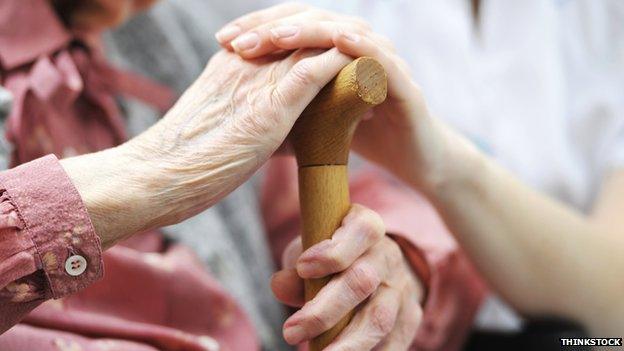 Helping hand on a walking stick