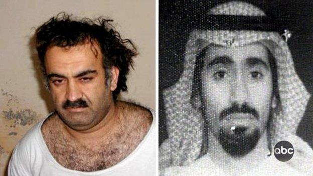 File photograph of Khalid Sheikh Mohammed, left, and Abd al-Rashim al-Nashiri, right