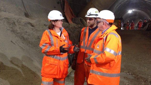 Nicky Morgan in Crossrail tunnel