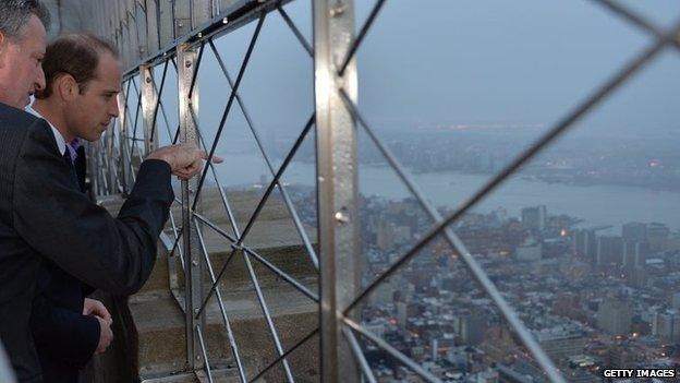 Duke of Cambridge visits the observation deck of the Empire State Building