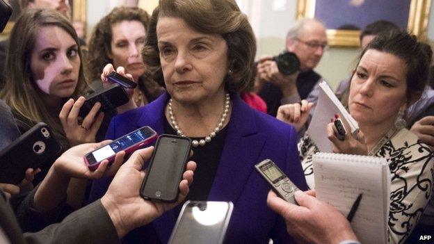 Senate Intelligence Chairwoman Dianne Feinstein (centre) appeared in Washington DC on 9 December 2014