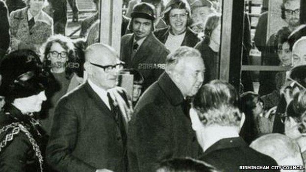 Harold Wilson officially opening the library in 1974