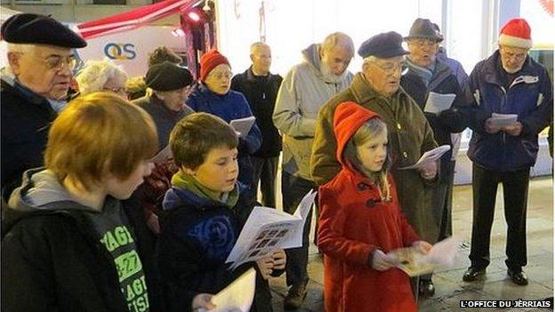 Carol singers in Jersey