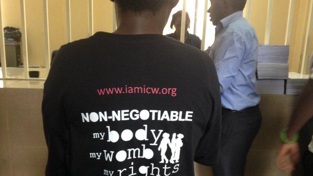 A woman with a T-shirt in Kenya on 10 December 2014