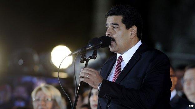 Venezuelan President Nicolas Maduro delivers a speech during the commemoration of the 190 years of the Battle of Ayacucho in Caracas on 9 December, 2014.