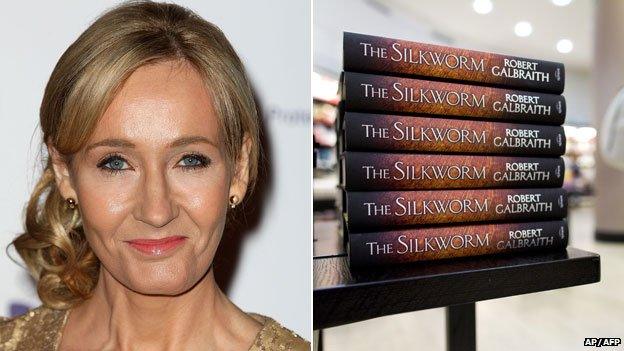 JK Rowling and copies of The Silkworm