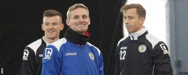 Gary Teale is all smiles as he takes St Mirren training on Wednesday