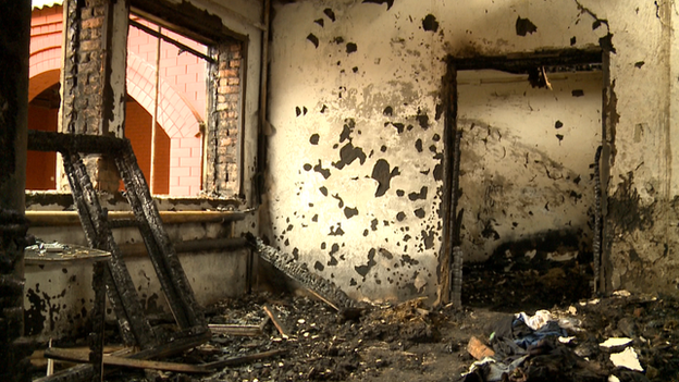 The inside of a Chechen house, attacked by unknown assailants