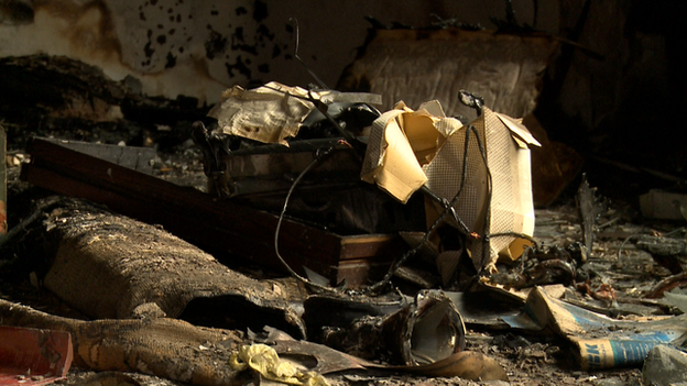 The inside of a Chechen house, attacked by unknown assailants