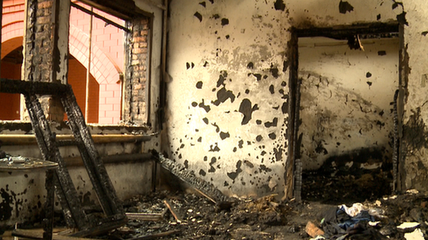 The inside of a Chechen house, attacked by unknown assailants