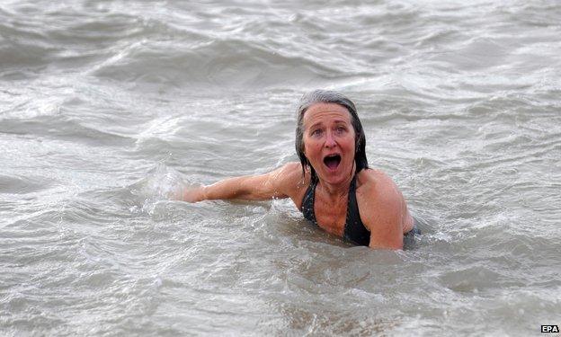 A Brighton swimmer at Christmas