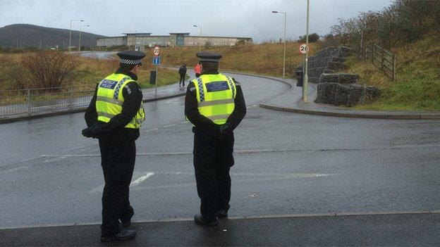 Police outside Maesteg Comprehensive School