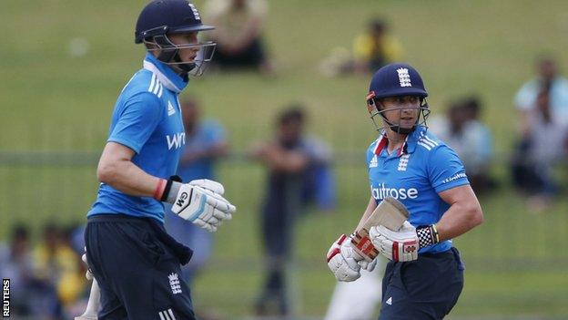 Joe Root and James Taylor during their century partnership