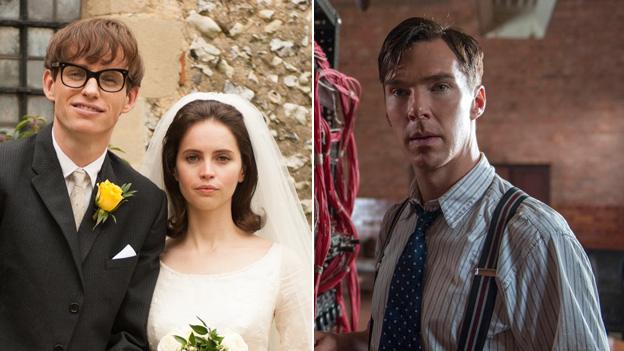 Eddie Redmayne and Felicity Jones in The Theory of Everything and Benedict Cumberbatch in The Imitation Game