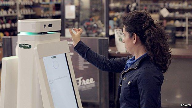 The robot can scan a screw and match it to the correct size and type in store