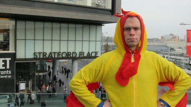 Colin Crerar dressed as a chicken