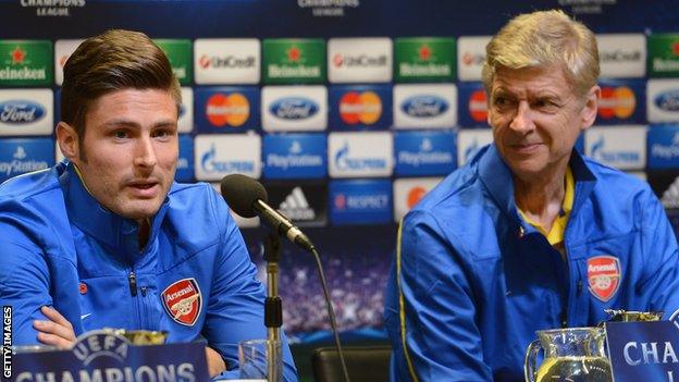 Olivier Giroud (left) and Arsene Wenger