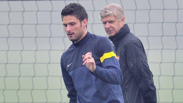 Olivier Giroud (left) and Arsene Wenger