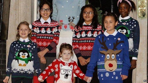 Children in Christmas jumpers