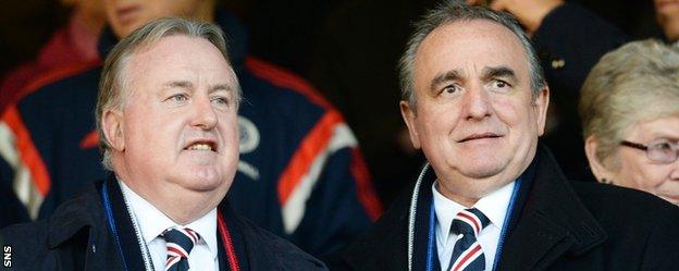 Rangers chairman David Somers with non-executive director Derek Llambias