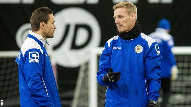 Interim player-manager Gary Teale (right) supervises St Mirren training