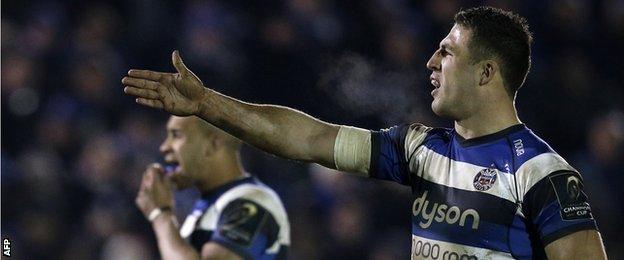 Sam Burgess gestures during the win over Montpellier