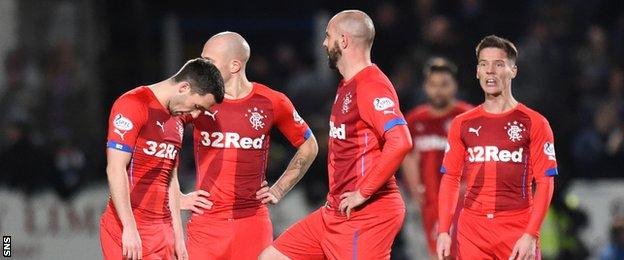 Nicky Clark, Nicky Law, Kris Boyd and Ian Black are dejected as Queens move two ahead