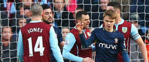 Southampton midfielder Jake Hesketh (right) made his first senior start against Burnley