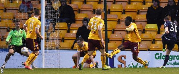 Tony Dingwall scores for Ross County against Motherwell