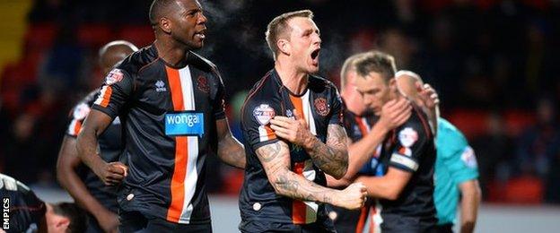 Blackpool players celebrate