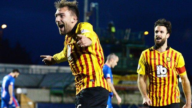 Partick Thistle's Conrad Balatoni celebrates his goal