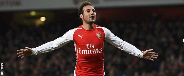 Santi Cazorla celebrates scoring for Arsenal against Newcastle United