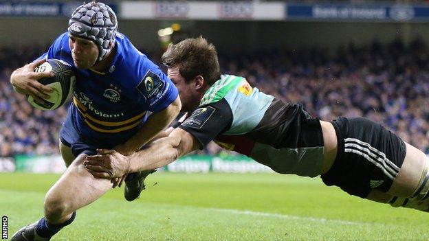 Leinster's Isaac Boss scored the opening try in the match against Harlequins