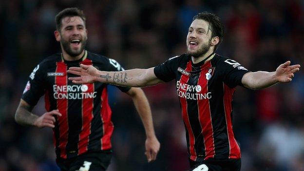 Bournemouth's Steve Cook and Harry Arter celebrate a goal