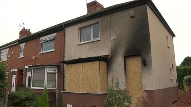 Fire damaged house