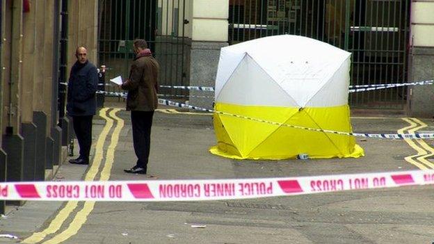 Police at the scene of the murder