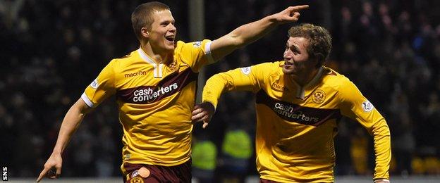 Motherwell players celebrating