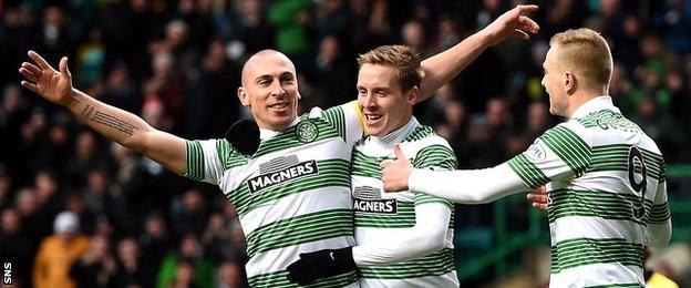 Scott Brown, Stefan Johansen and John Guidetti