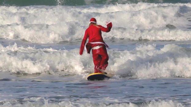 Surfing Santa