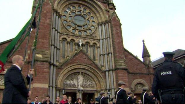 The street outside St Patrick's Church, Donegall Street, became a flashpoint during Orange Order parades in 2012