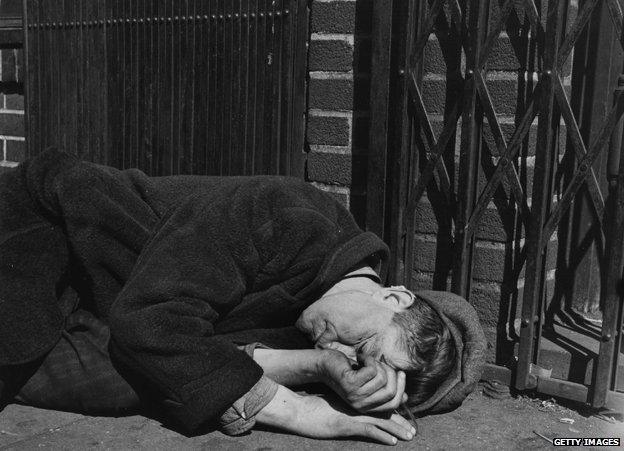 Man sleeps on street in east London