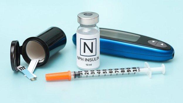 Insulin and blood-checking equipment for diabetics