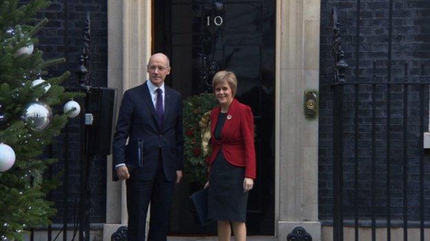 John Swinney and Nicola Sturgeon at Downing Street