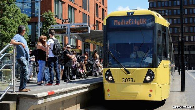 tram at Piccadilly Gardens stop