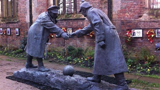 the Christmas truce statue